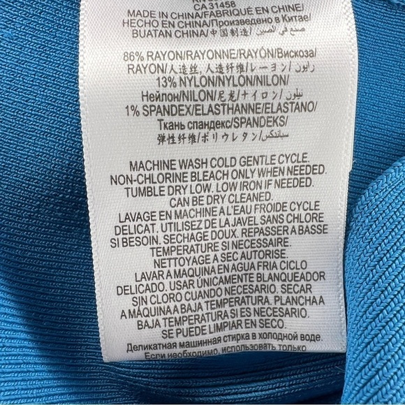 SMALL BCBGMAXAZRIA COLORBLOCK SKIRT STRETCH STRIPED BLUE RED PENCIL FITTED - Picture 8 of 8